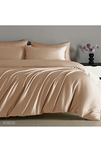 FIONNA.RO Lenjerii De Pat Din Satin Premium Cu Elastic - Bej Sampanie