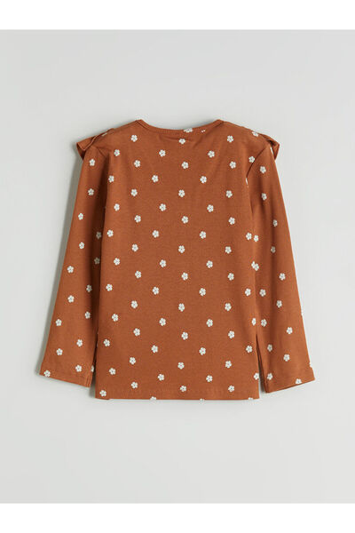 LC Waikiki Brown Crew Neck Printed Girls' Sweatshirt and Leggings 2-Piece