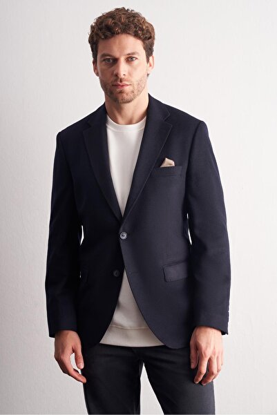 İmza Jachetă clasică bleumarin, cu guler mono, din lână, 6 Drop Comfort Fit 1...