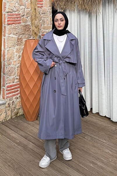 lamelif Μακρύς Απολέτος oversized Τρέντσιν Ανθρακίτη