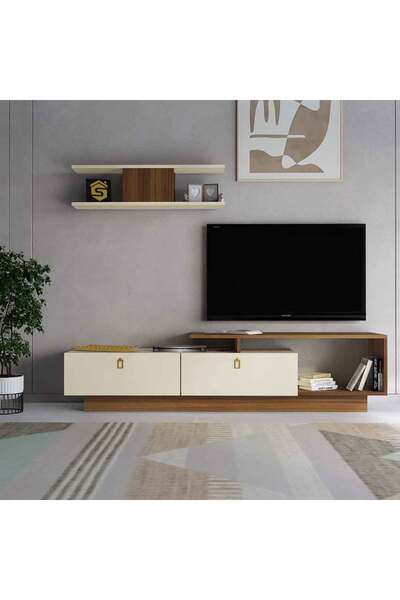 Stylish Home Brown and beige 50-inch TV stand - TV01