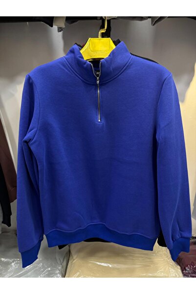 beranka Unisex Comfortable Fit Cotton Fleece Inside D Mock Neck Half Zipper S...