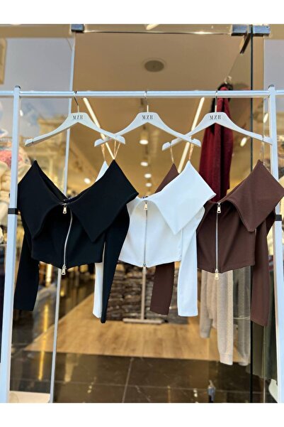 Butik KADIN OTTOMAN FERMUARLI MADONNA YAKA BLUZ