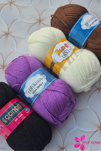 Kent Pazarı Patik Ipi Seti Örgü İpi Atkı Bebe İplikleri El Örgü İpliği -4 Adet- Karışık Renk