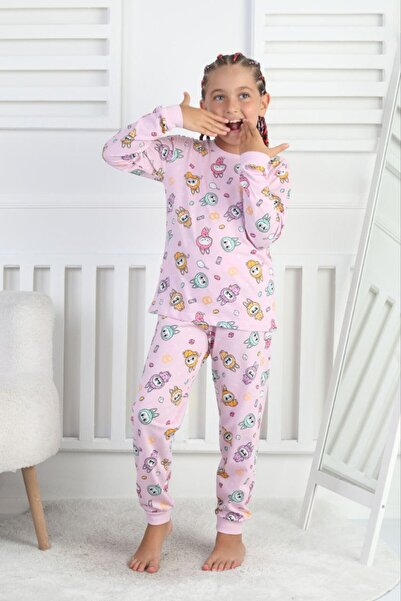 İsobel Kids Isobel Character Patterned Girls' 100% Cotton Long Sleeve Pajama Set