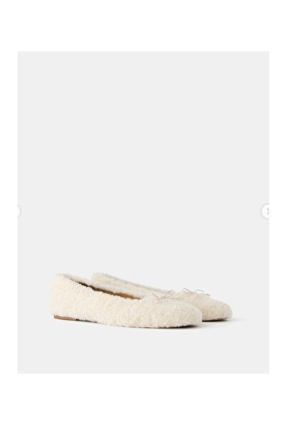 Butik Allbucks Bersh Ka Woolen Ballerina Flats with Bow Detail Abbrs7522