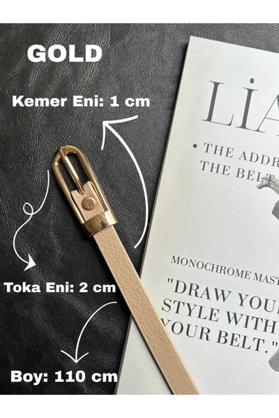 LİA KEMER Flare Round Patterned Women's Gold Buckle Belt Jacket Belt Dress Belt Trouser Belt