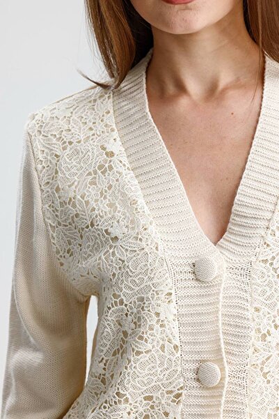 PREMİER VİE Lace Front Stylish Cardigan