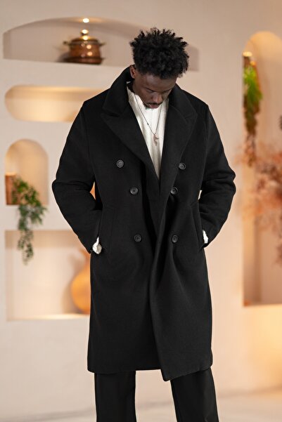 AKÇAYLAR Italian Wide Collar O Oversized (Loose Fit) Loose Long Coat