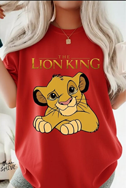 New Shine تي شيرت الأسد الملك مطبوع قصة فضفاضة