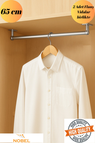 Genel Markalar Nobel - Dolap İçi (65 cm) Yuvarlak Krom Askı Borusu( Askı Boru...