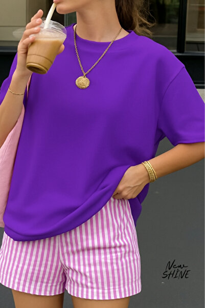 New Shine Baskısız Oversize Unisex T-shirt