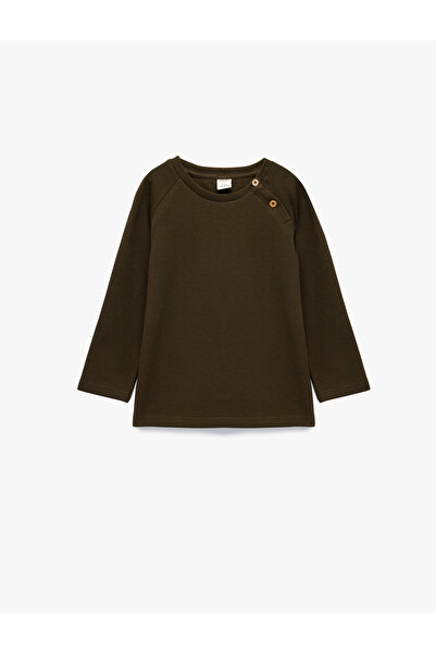 Koton Памучна суитшърт с копчета, дълги рагланови ръкави и велосипедна яка