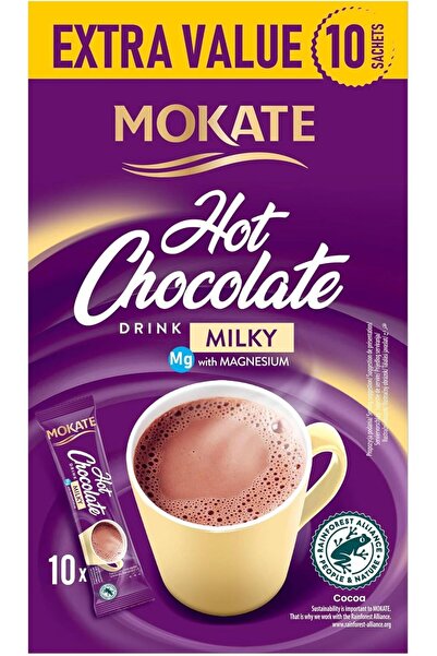 mokate مشروب شوكولاتة ساخنة فورية بنكهة حليب المغنيسيوم - 10 أكياس