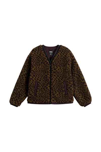 Vans 000Q53Ems1-R Suffolk Cheetah Check Pile Coat Women's Jacket Brown
