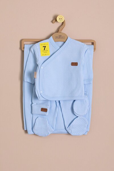Cansın Mini Blue Baby Boy Honeycomb 7-Piece Hospital Discharge Set 23332
