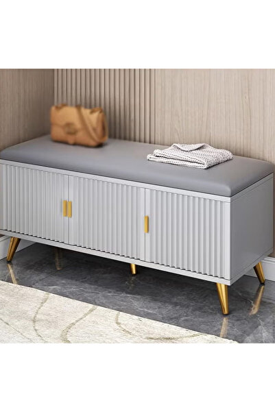 KEKE مقعد تخزين أحذية أبيض مع وسادة - خزانة حديثة بثلاثة أبواب للمدخل أو غرفة...