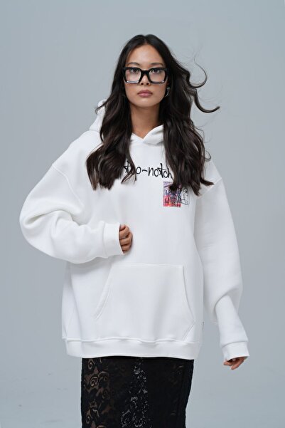 fame-stoned Mona Lisa Top-Notch Patterned Printed , Embroidered Unisex 100% Cotton Hooded Sweatshirt