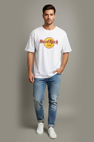 Netto İş Elbiseleri White Oversized Printed Men's T-Shirt