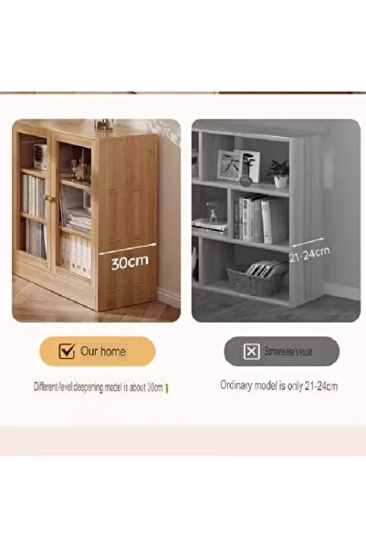 KEKE Multi-Layer Storage Bookshelf Rack Stylish Living Room Home Storage with and Transparent Door