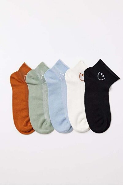 BONY SOCKS Șosete de damă, cu imprimeu piese, cu față zâmbitoare, 5'li