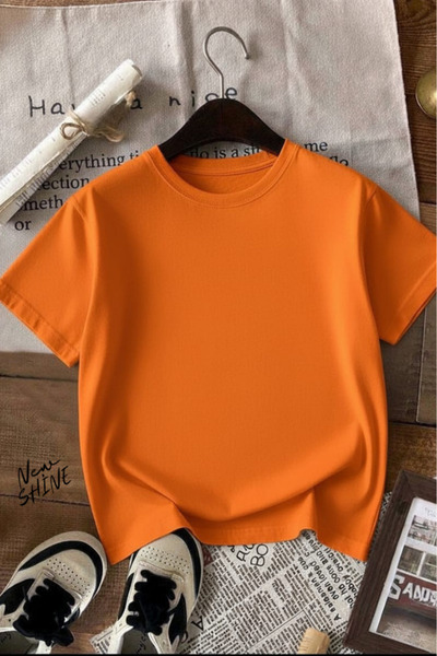 New Shine تي شيرت قصة فضفاضة للجنسين غير مطبوع