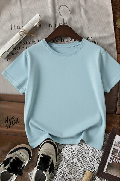 New Shine تيشيرت للجنسين قصة فضفاضة غير مطبوع