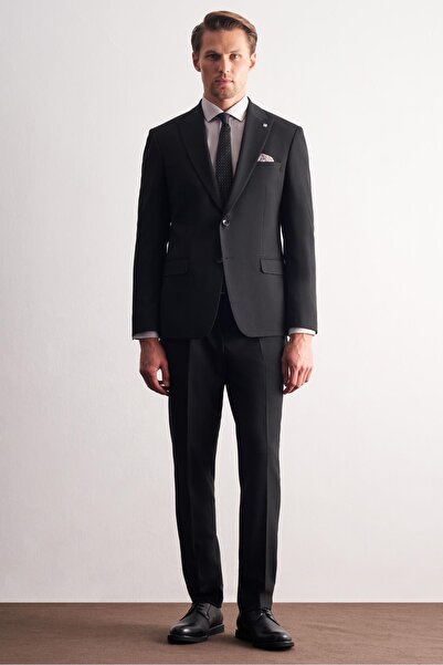 İmza Black Swallow Collar Striped 6 Drop Slim Fit Full Lining Flexible Suit 1...