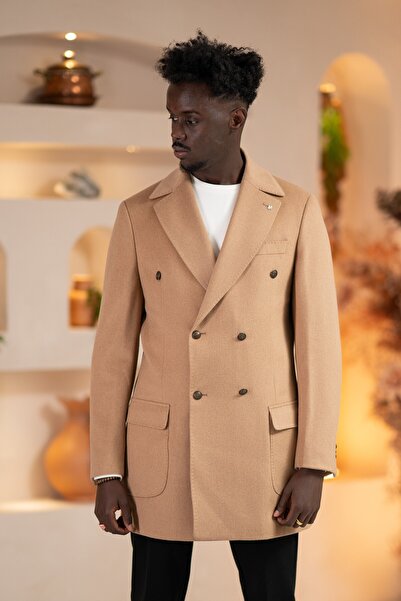 Paul Martin Italian Collar Woolen K Double-Breasted Cashmere Coat
