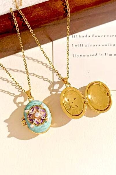 Pinty Design Vintage Mineli İnci Detaylı Kadın Kolye