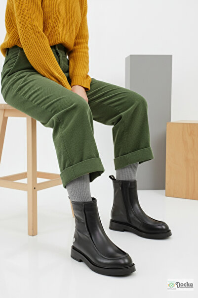 Mammamia Kadın Düz Taban Klasik Tarz Ortopedik Hakiki Deri Günlük Bot M26/KB8150