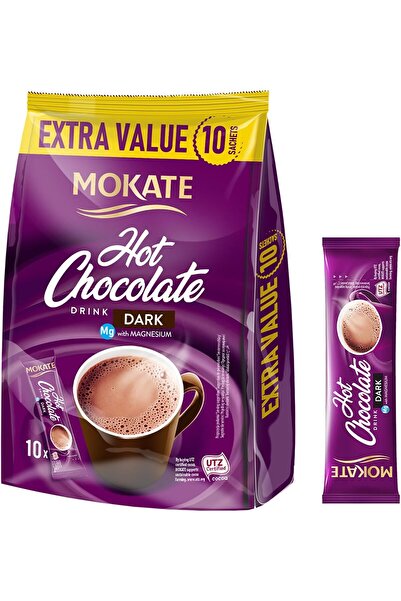 mokate مشروب الشوكولاتة الداكنة الساخنة مع المغنيسيوم، 10 أكياس، 180 غرام، معتمد من UTZ