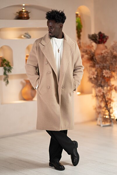 AKÇAYLAR Italian Wide Collar O Oversized (Loose Fit) Loose Long Coat