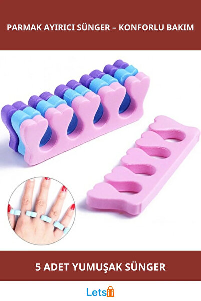 Letsii جهاز فاصل الأصابع من الإسفنج الناعم للعناية بالأظافر والباديكير 5 قطع