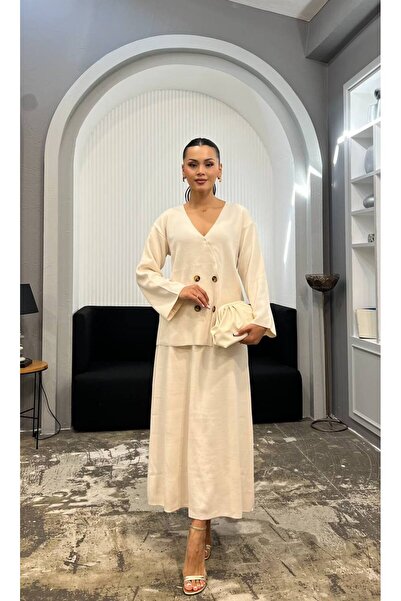 GİYSİ DÜNYASI 57 Knitwear Fabric Jacket Skirt 2-Piece Set