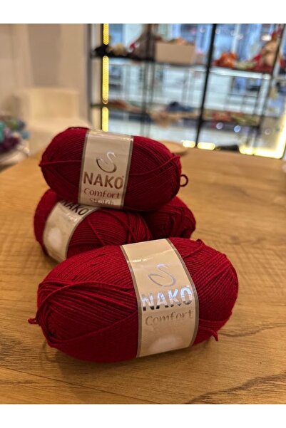 NAKO Comfort Stretch – Çok Renkli Mikrofibre Esnek Örgü İpi (50 g ≈ 193 m)-4 ADET