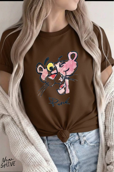 New Shine Pantera cu imprimeu supradimensionat tricou