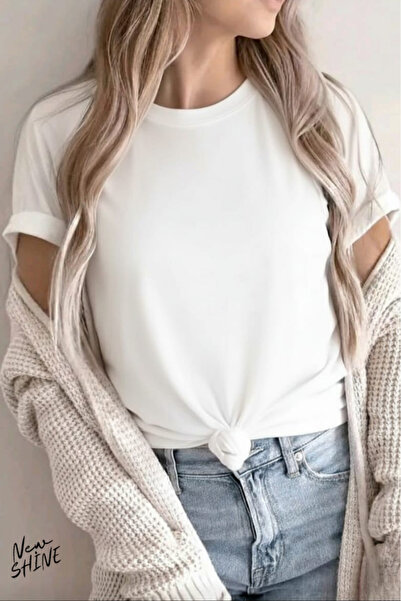 New Shine تي شيرت قصة فضفاضة للجنسين غير مطبوع