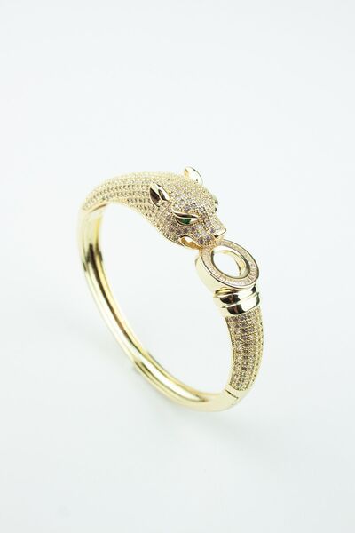 Liveyn Design Zirkon Taşlı Leopar Kelepçe Bileklik