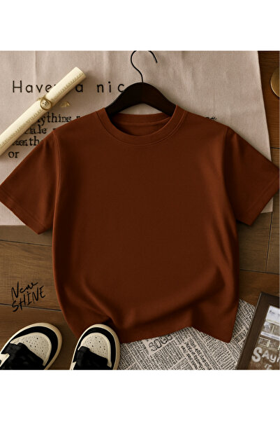 New Shine تي شيرت قصة فضفاضة للجنسين غير مطبوع