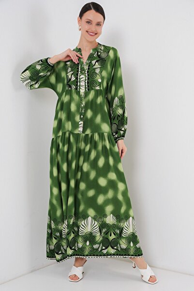 Hiccup Bdart Buttoned V-Neck Patterned Maxi Dress