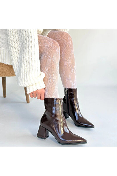 KAZAX Mosy Burgundy Patent Leather Heeled Boots