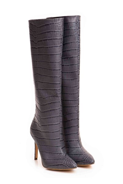 Vanilla Days Ashen Charm High Heel Boots, Grey Genuine Leather