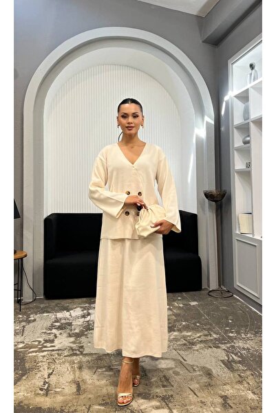 GİYSİ DÜNYASI 57 Knitwear Fabric Jacket Skirt 2-Piece Set