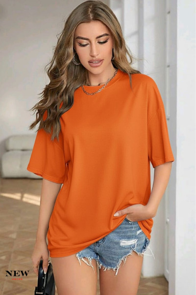 New Shine Neimprimat supradimensionat Unisex tricou