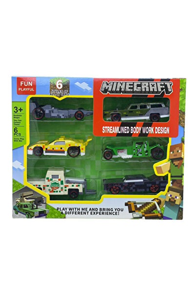 JPT Minecraft Metal Toy Car Set, 6 pcs (1:64 Scale)