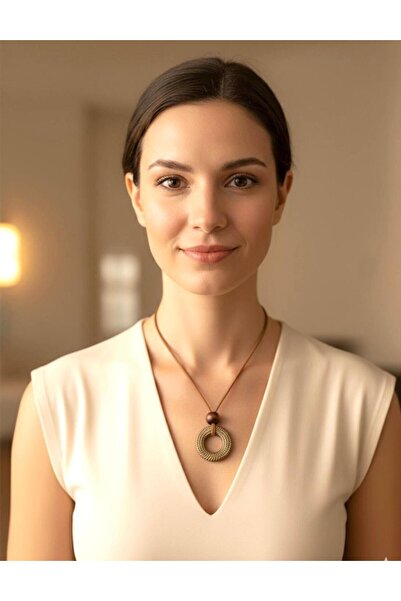 canan dizayn قلادة من خيط السويد المطلي بالنحاس الأكسيد مع حلقة أكريليك منقوش...