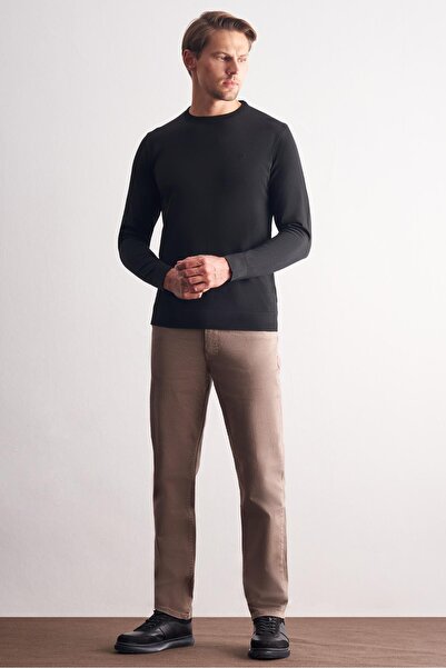 İmza Black Crew Neck Pocketless Slim Fit Casual Knitwear Sweater