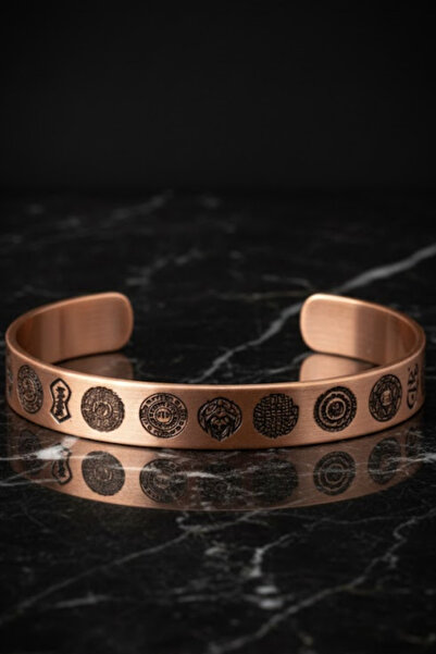 Otto Man Steel Jewelry Erkek Kadın Lazer Kazımalı Dualı Saf Bakır Bileklik Ay...