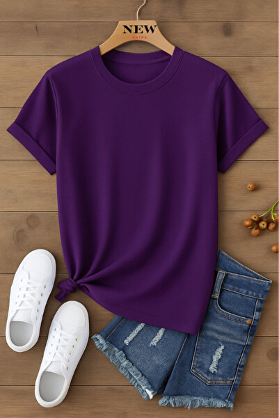 New Shine تي شيرت قصة فضفاضة للجنسين غير مطبوع